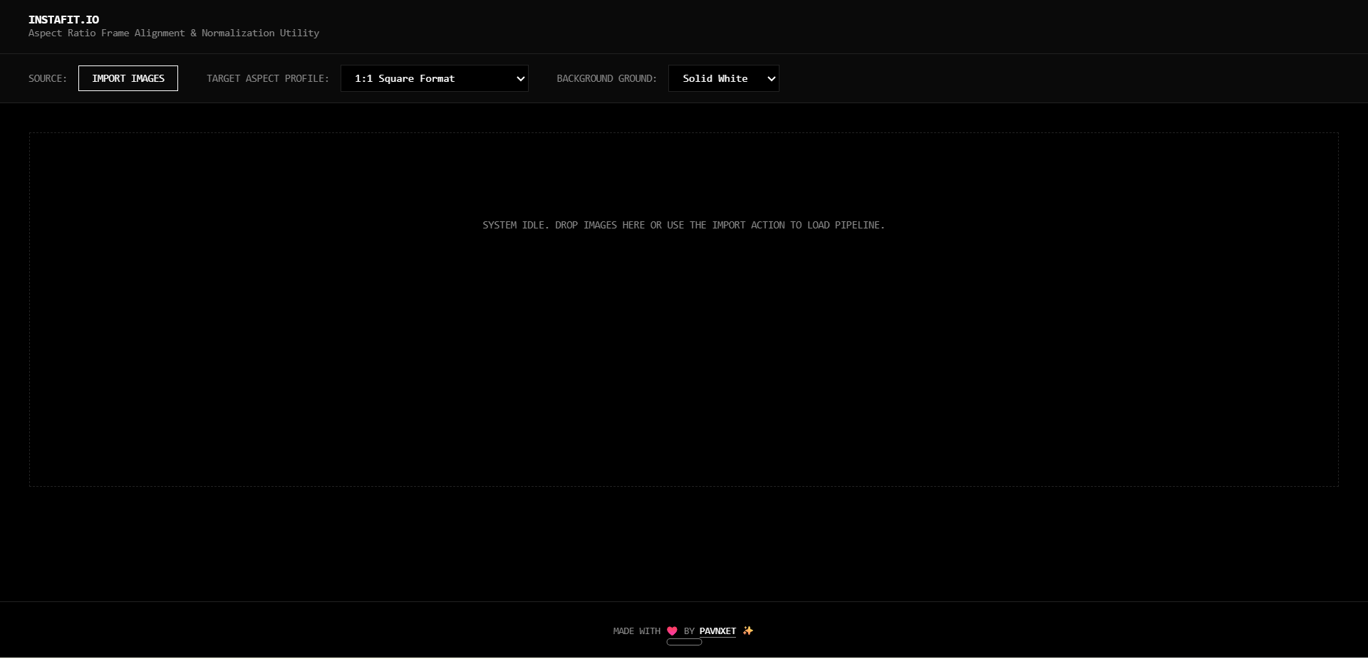 InstaFit.io empty dashboard