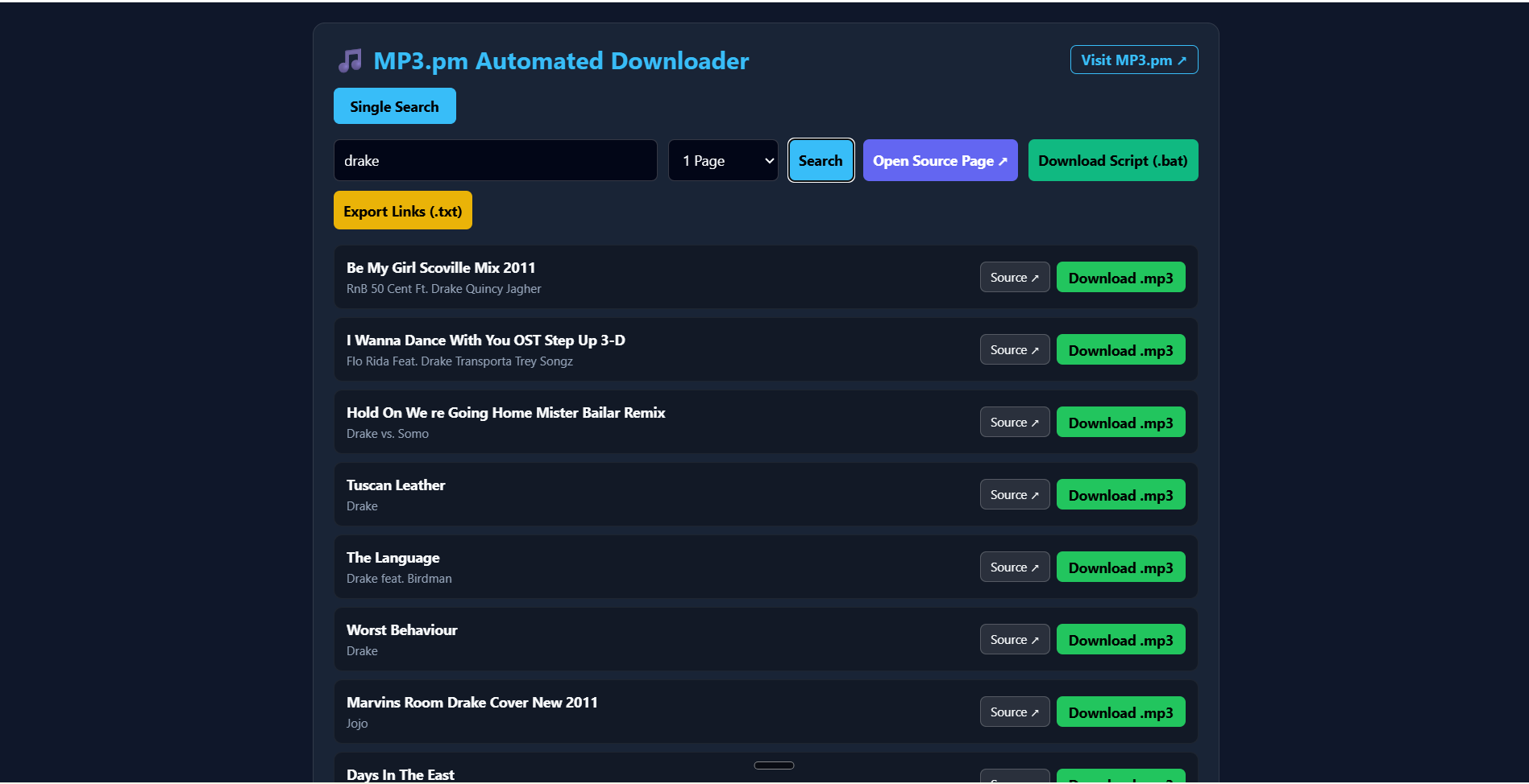 MP3.pm Search Results Display