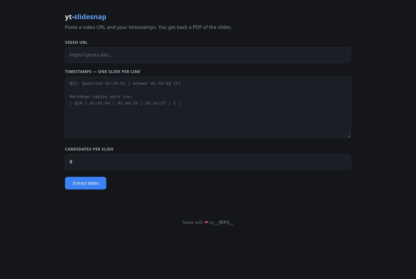 yt-slidesnap web UI