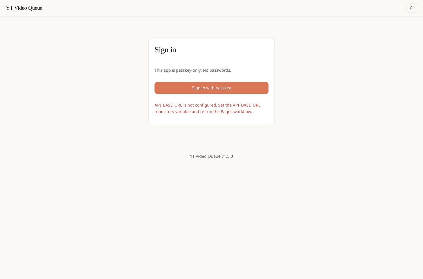 YT Video Queue sign-in screen
